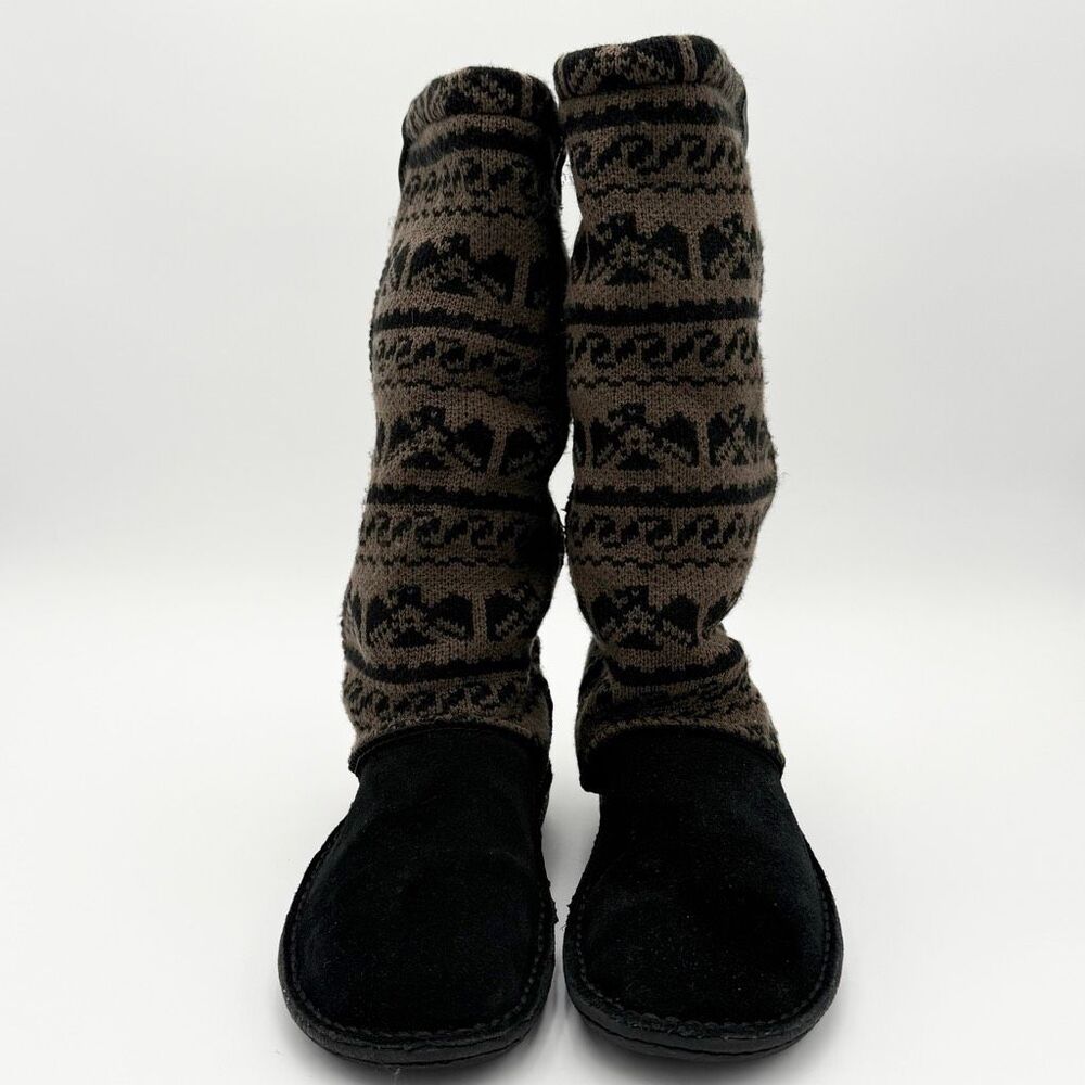 KEEN Auburn Winter Boots Sherpa Inner Suede Upper Tall Brown Midwest Print Women